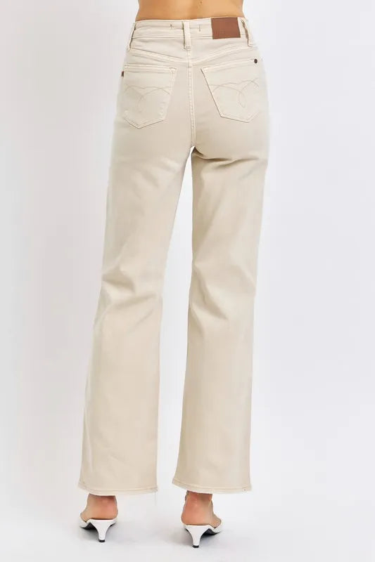 Judy Blue Full Size High Waist Distressed Wide Leg Jeans - Lilixa.store
