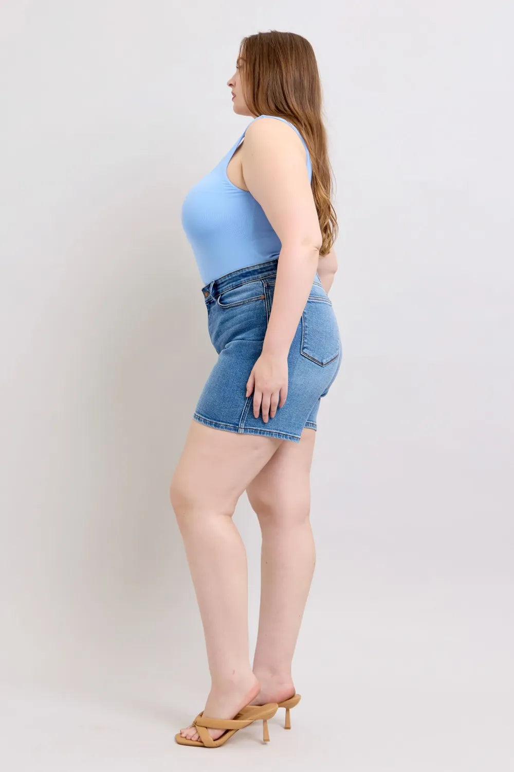 Judy Blue Full Size 2 Button Denim Shorts with Pockets Plus Size - Lilixa.store