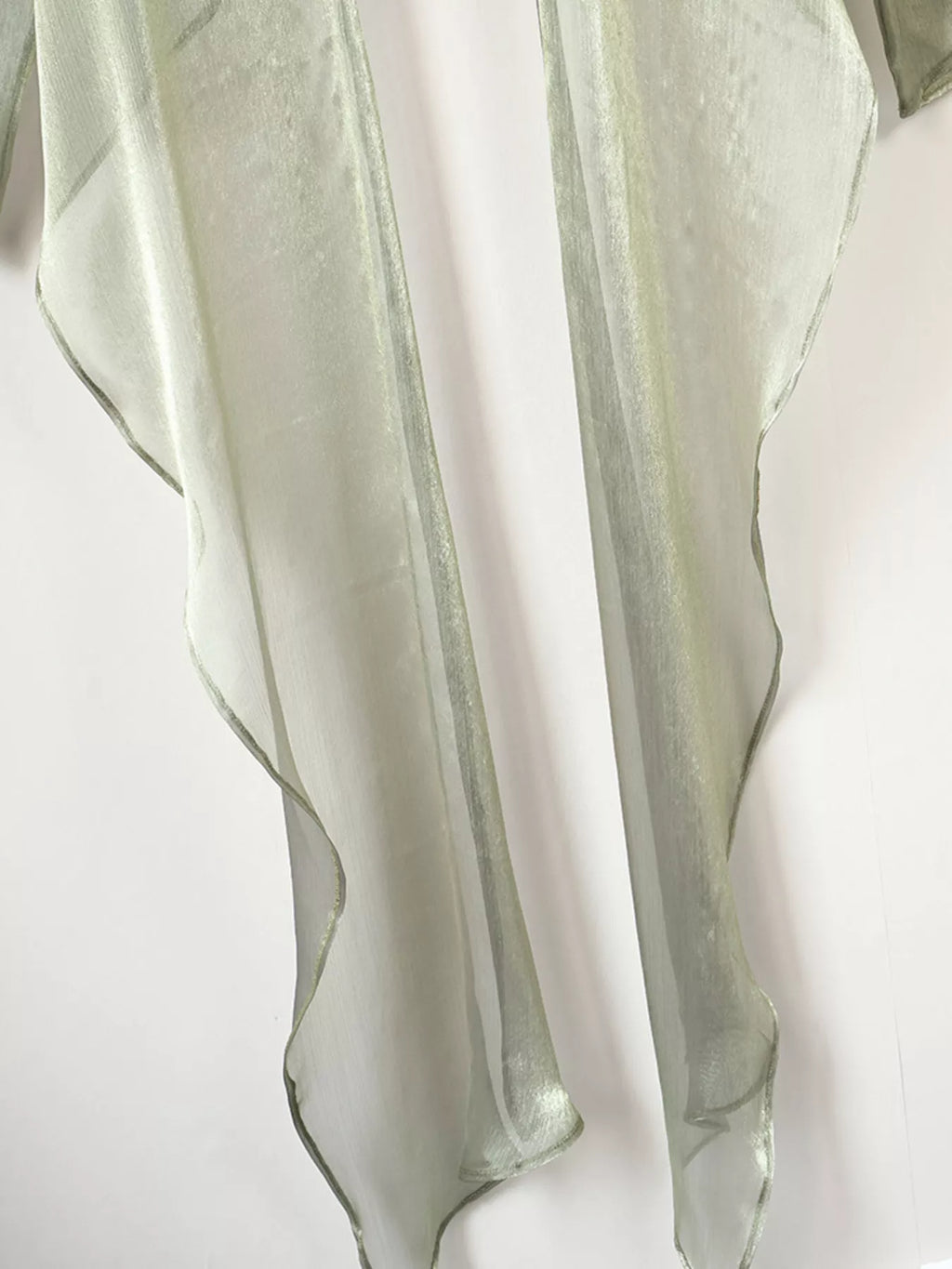 Sheer Front Tie Detail Long Sleeve Shirt - Lilixa.store