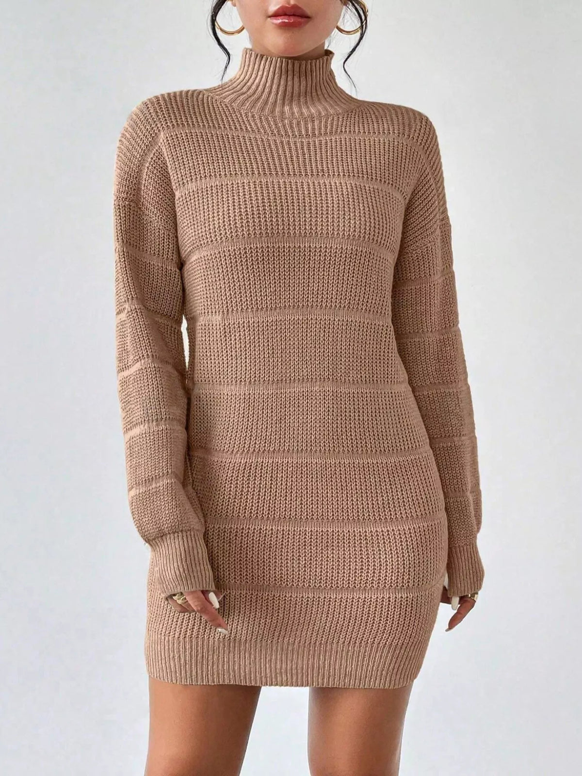 Turtleneck Long Sleeve Sweater Dress