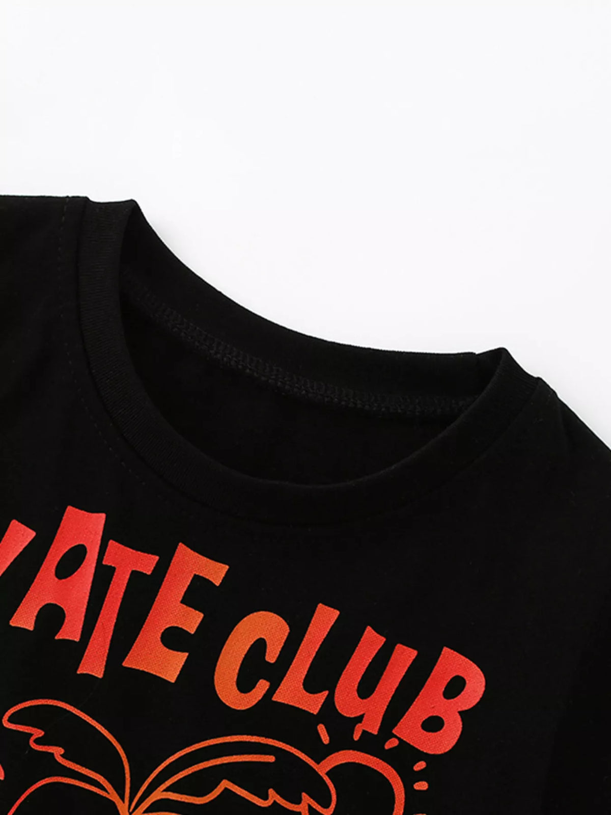 Children's Graphic Round Neck T-Shirt in Black, view 3