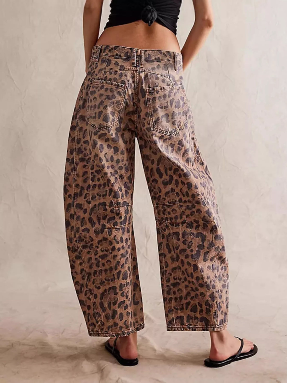 Leopard Print Wide Leg Jeans - Lilixa.store