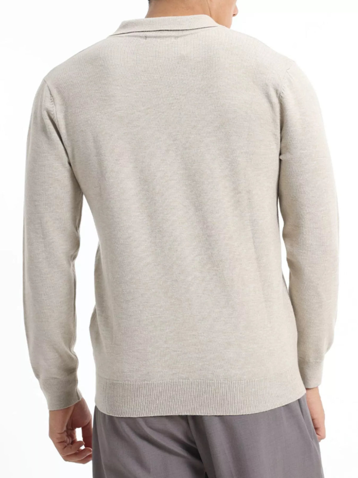 Men's Plus Size Long Sleeve Polo Collar Knit Top