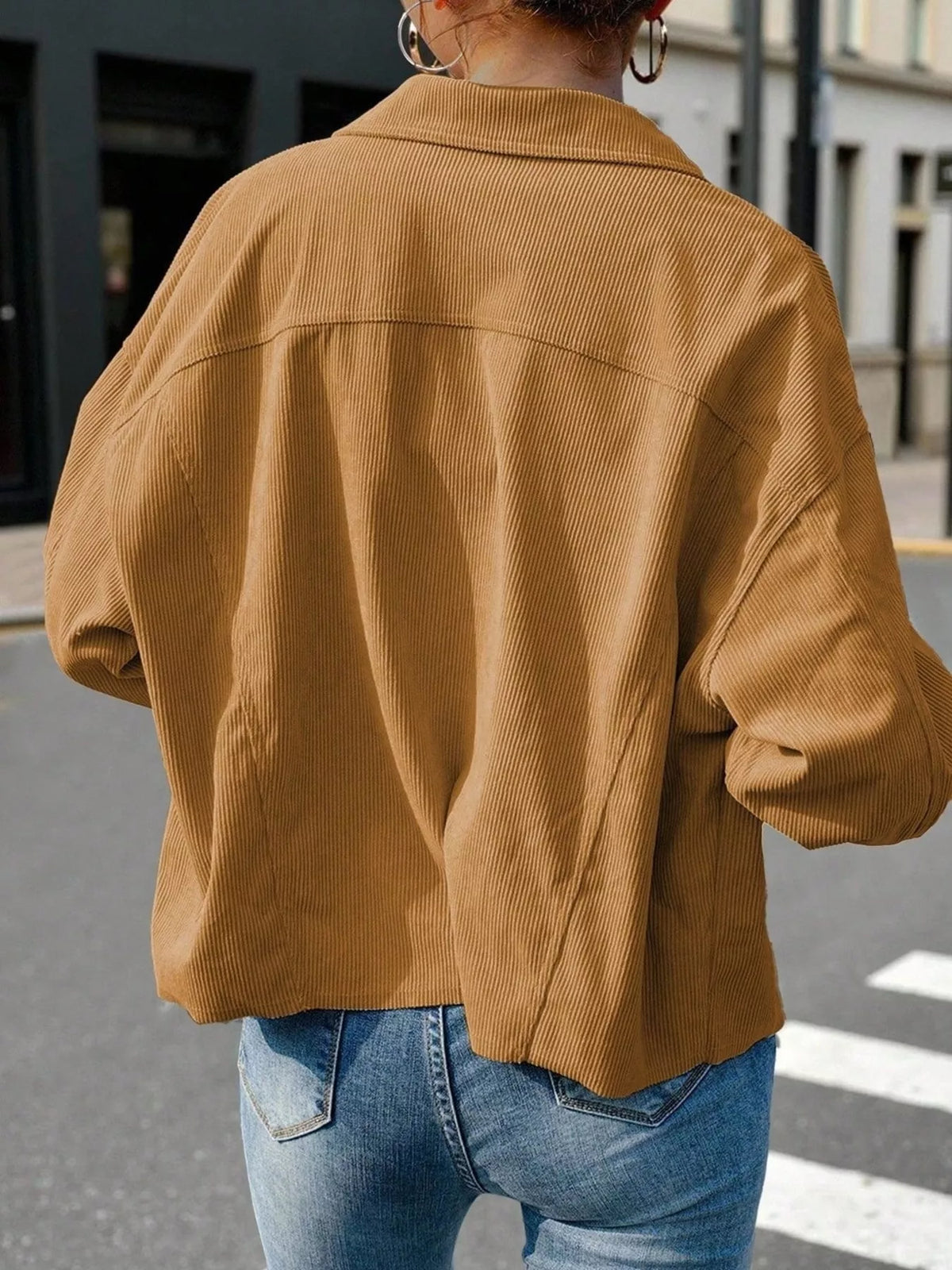 Corduroy Button-Down Shacket - Lilixa.store