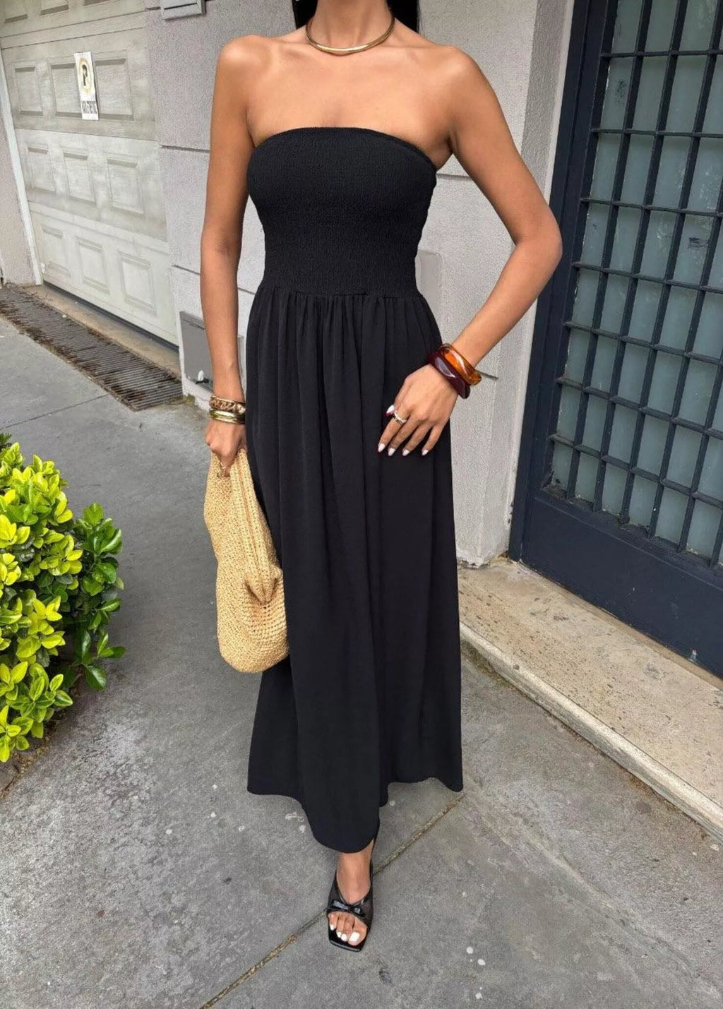 Strapless Smocked Maxi Dress, view 7