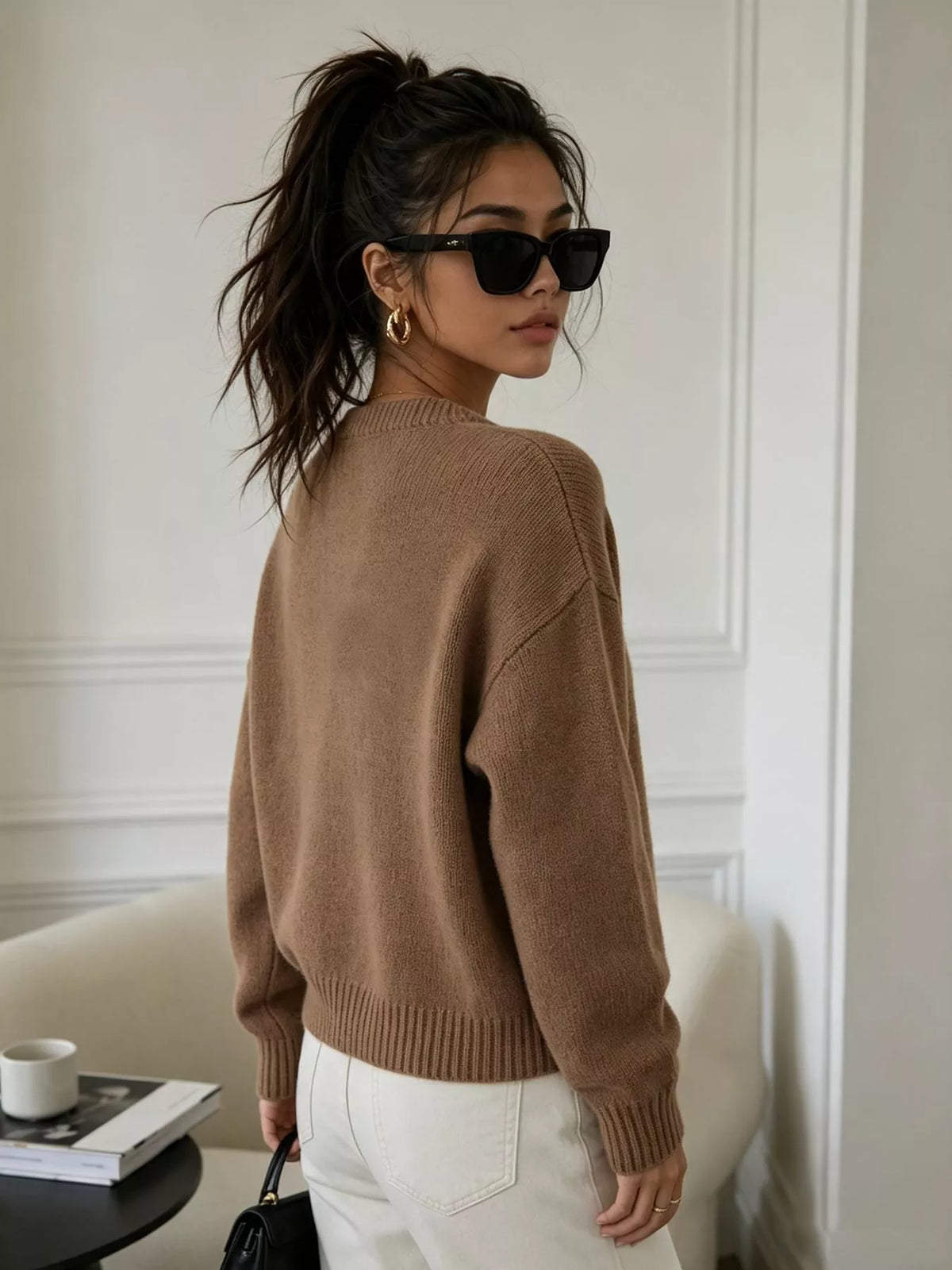 Heart Pattern Round Neck Sweater, view 5