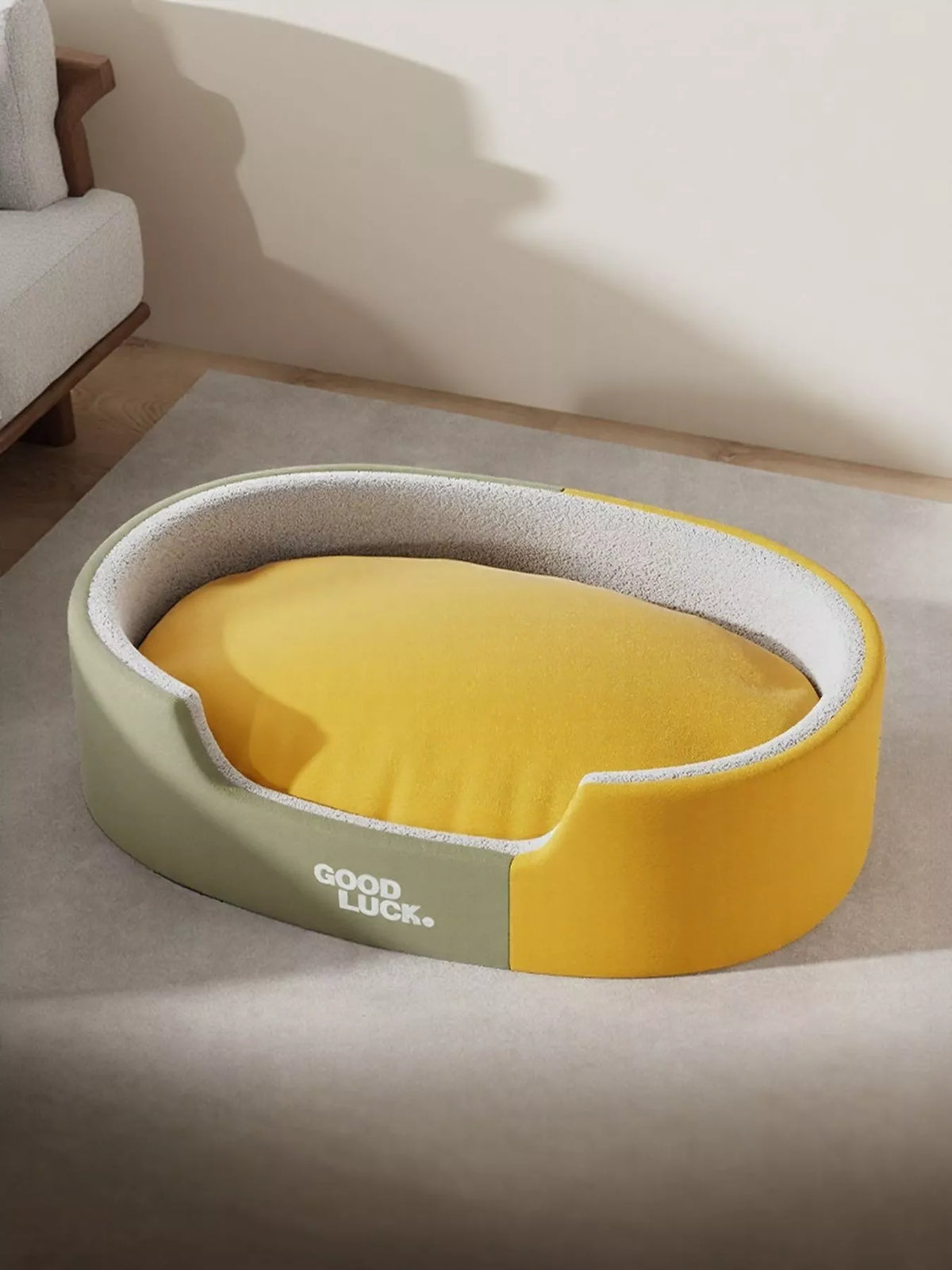 Thickened Oval Two-Tone Plush Pet Nest - Lilixa.store