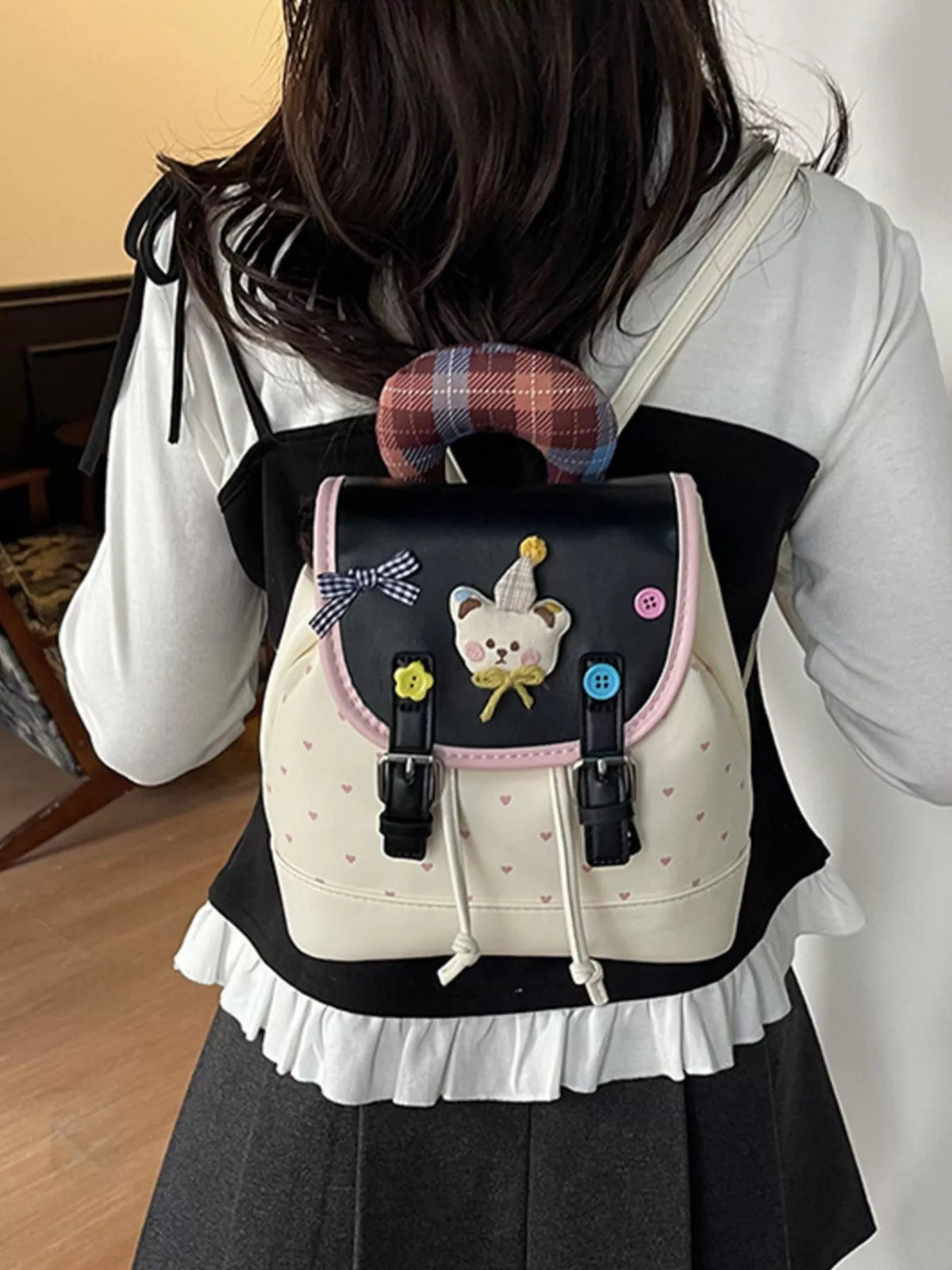Cartoon Bear Decorated Backpack Bag - Lilixa.store