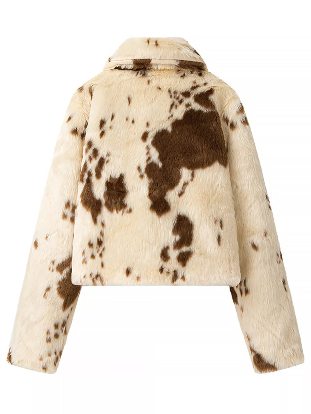 Faux Fur Zip Up Cropped Outerwear in Beige, view 9