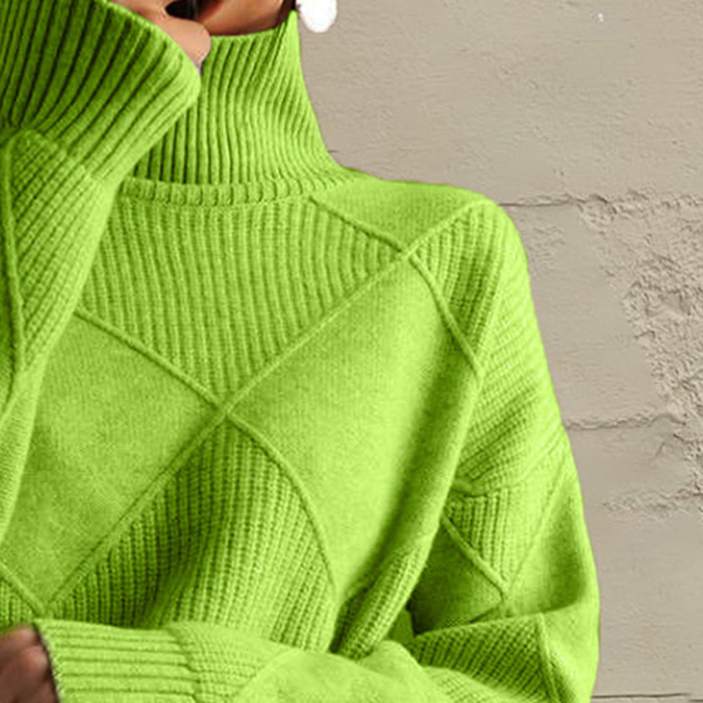 Geometric Turtleneck Long Sleeve Sweater - Lilixa.store