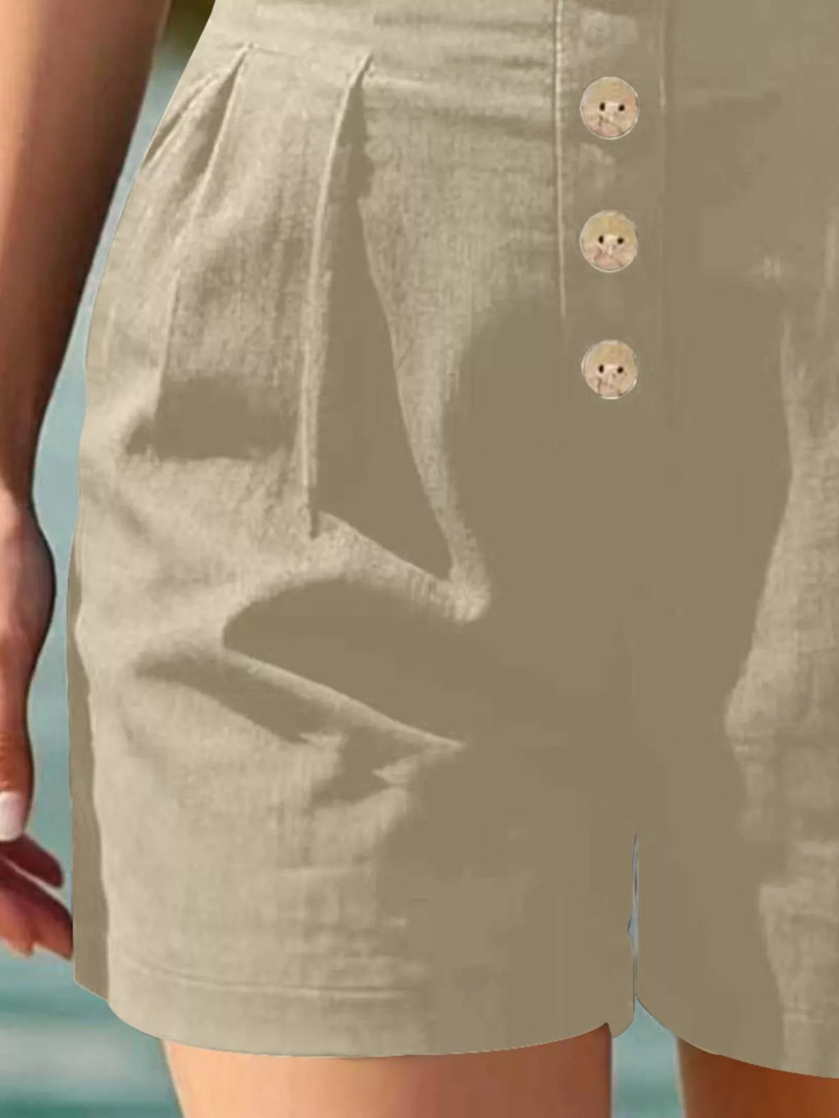 Button Fly High Waist Shorts, view 18