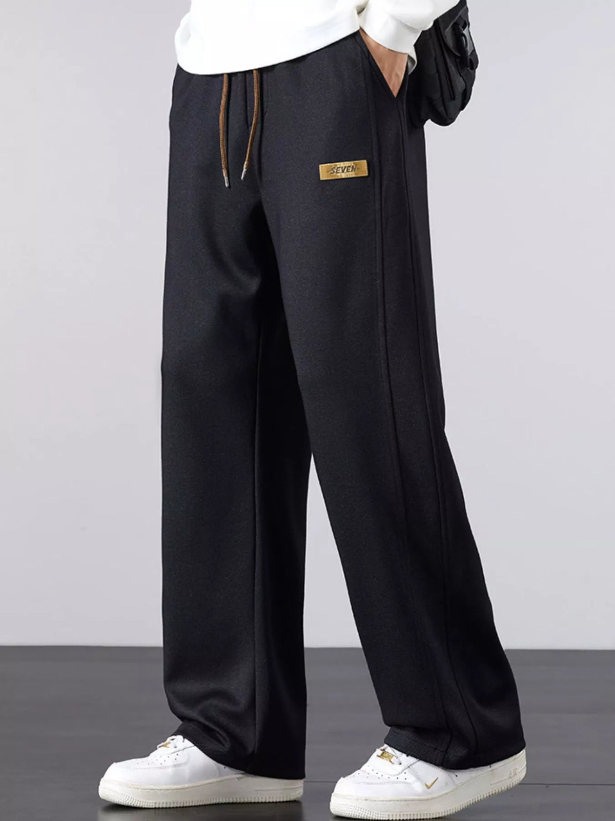 Men's Plus Size Casual Loose Fit Drawstring Pants in Navy