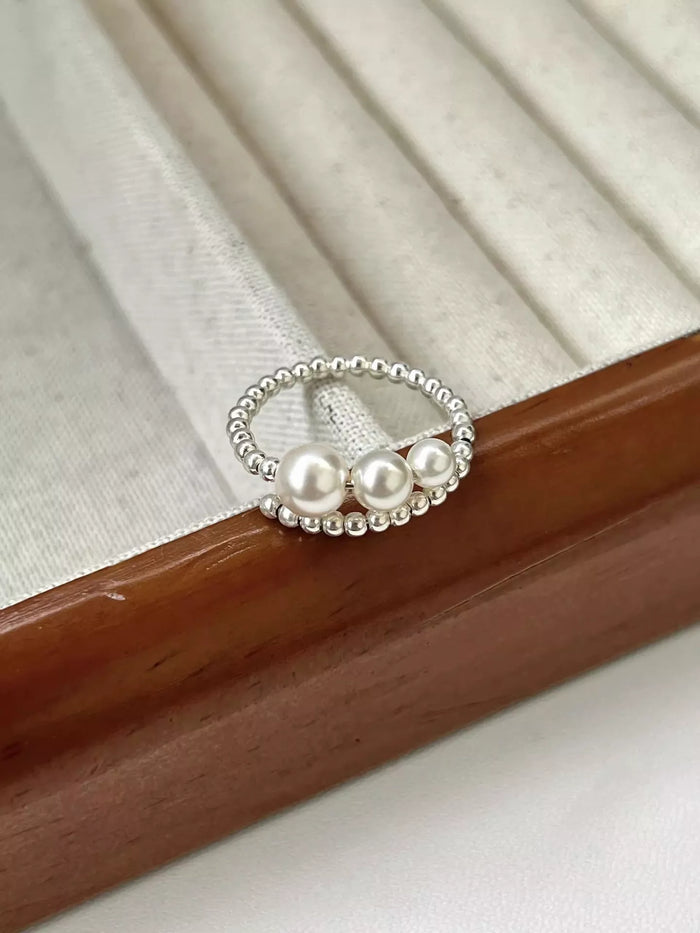 Triple Pearl Beaded Bypass Ring - Lilixa.store