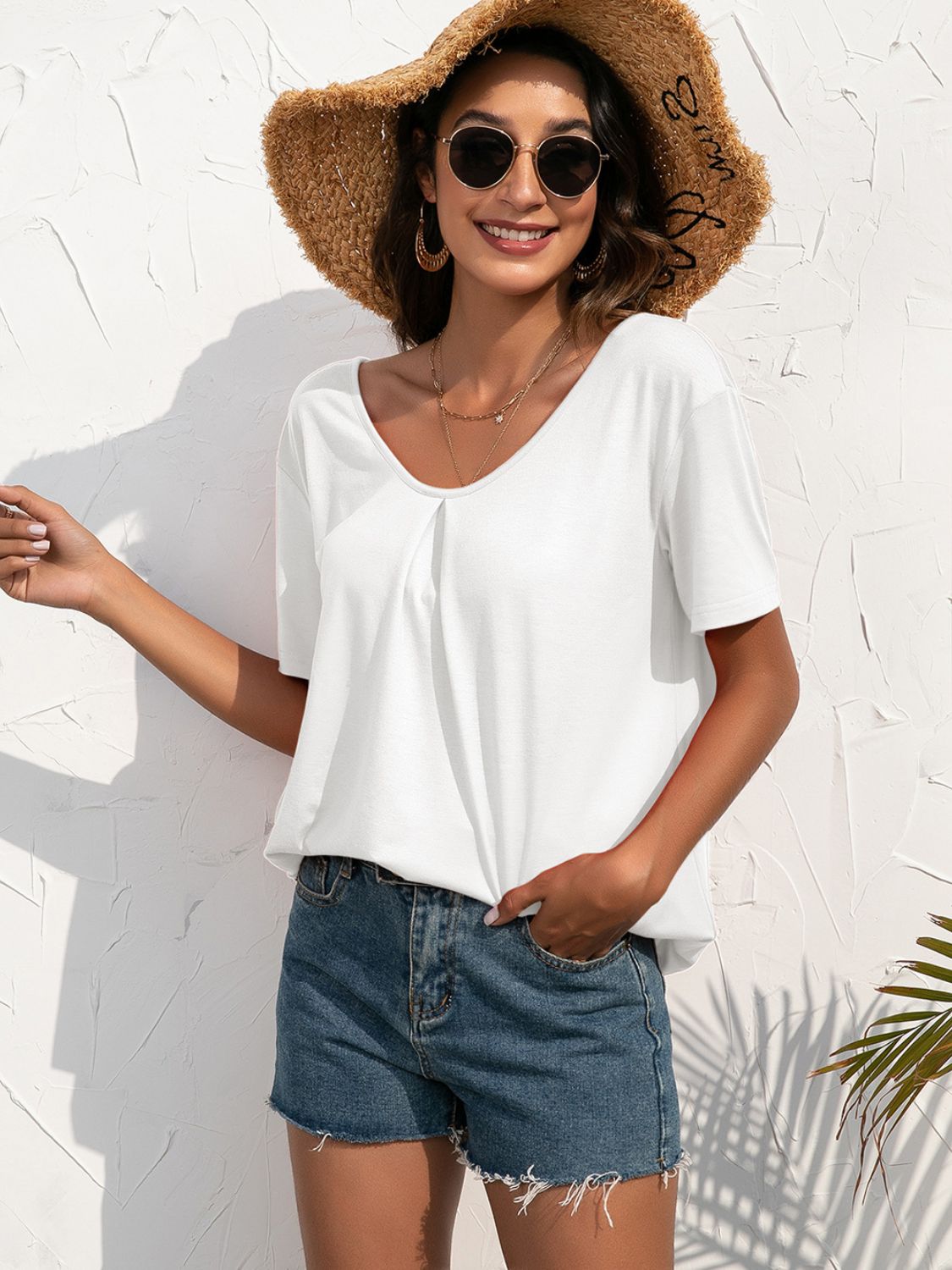 Ivy Lane Lace Trim Short Sleeve Top, view 5