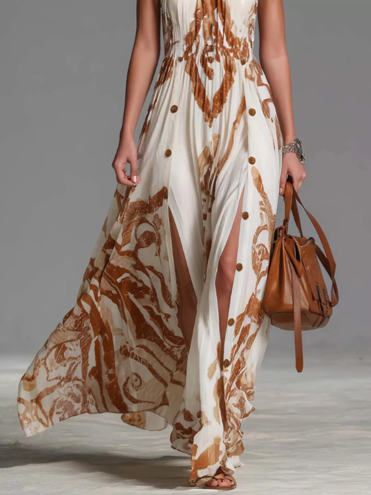 Printed Halter Neck Maxi Dress