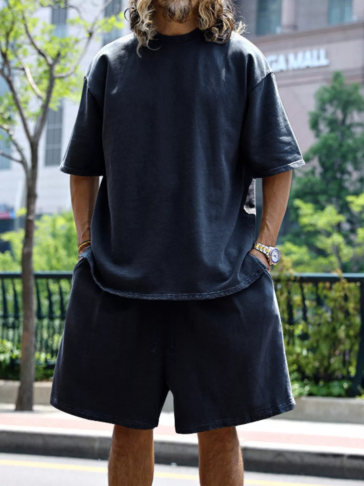 Men's Full Size Relaxed Fit T-Shirt & Shorts Set Plus Size - Lilixa.store