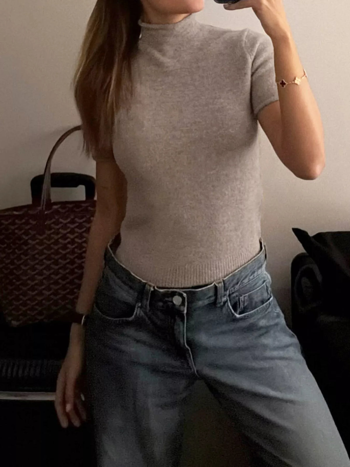 Mock Neck Short Sleeve Knit Sweater - Lilixa.store