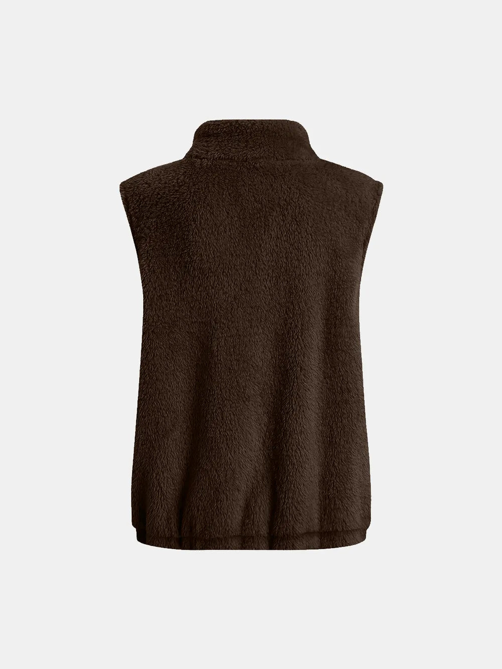 Full Size Fuzzy Zip Up Vest Coat with Pockets, view 6