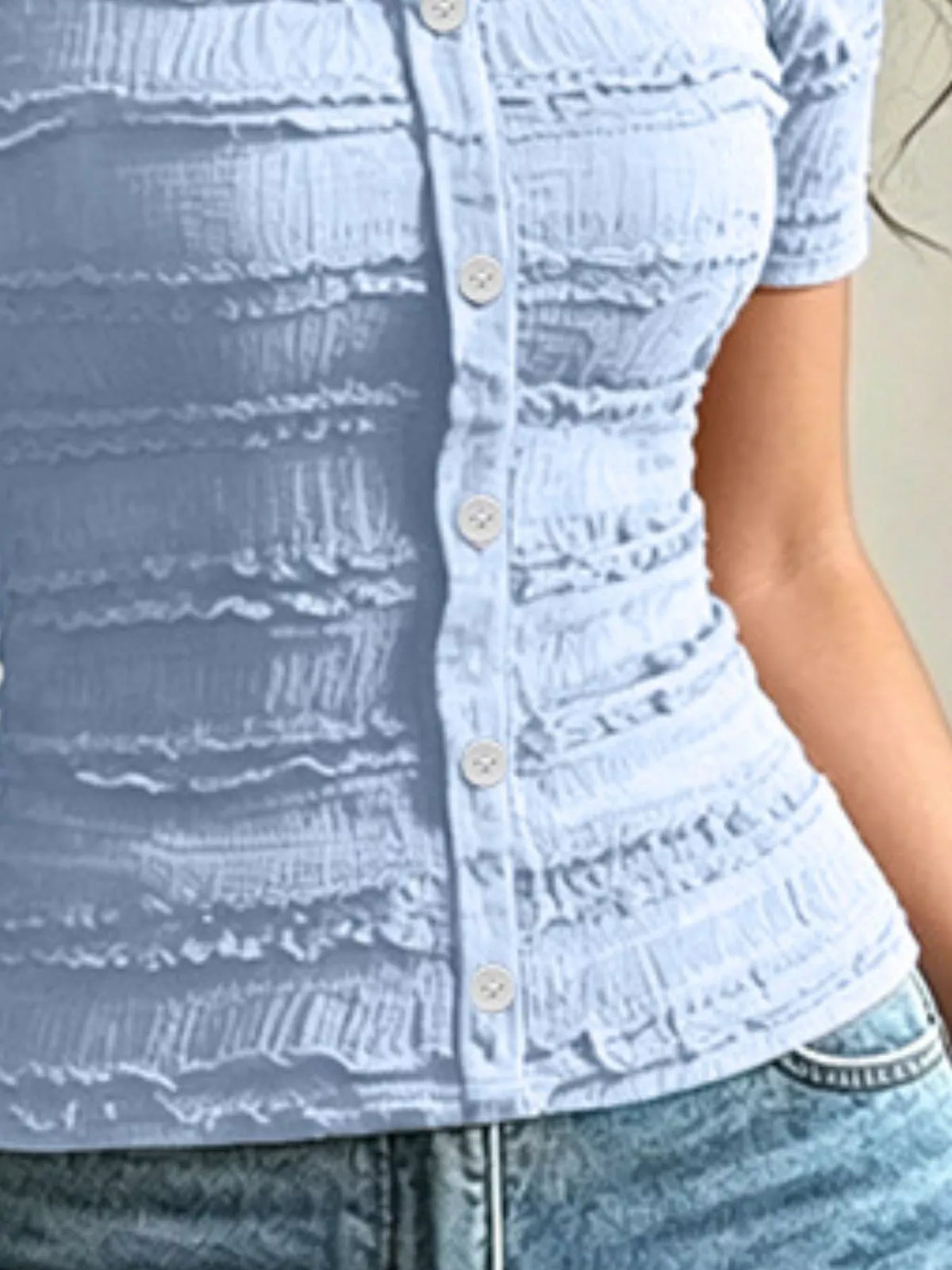 Frill Square Neck Short Sleeve Top, view 8