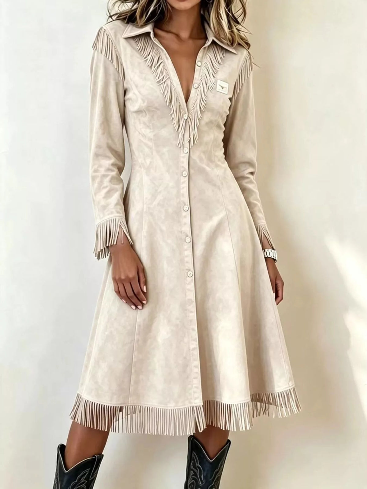 Full Size Fringed Button-Down Outerwear Plus Size - Lilixa.store