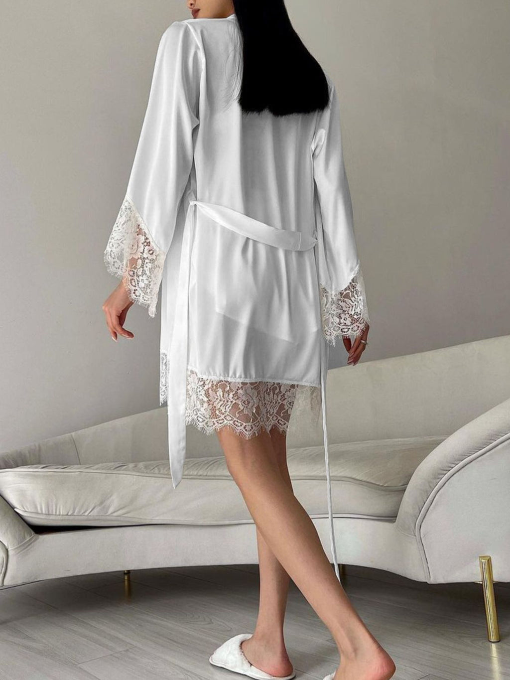 Cami & Lace Trim Cardigan & Shorts Lounge Set - Lilixa.store