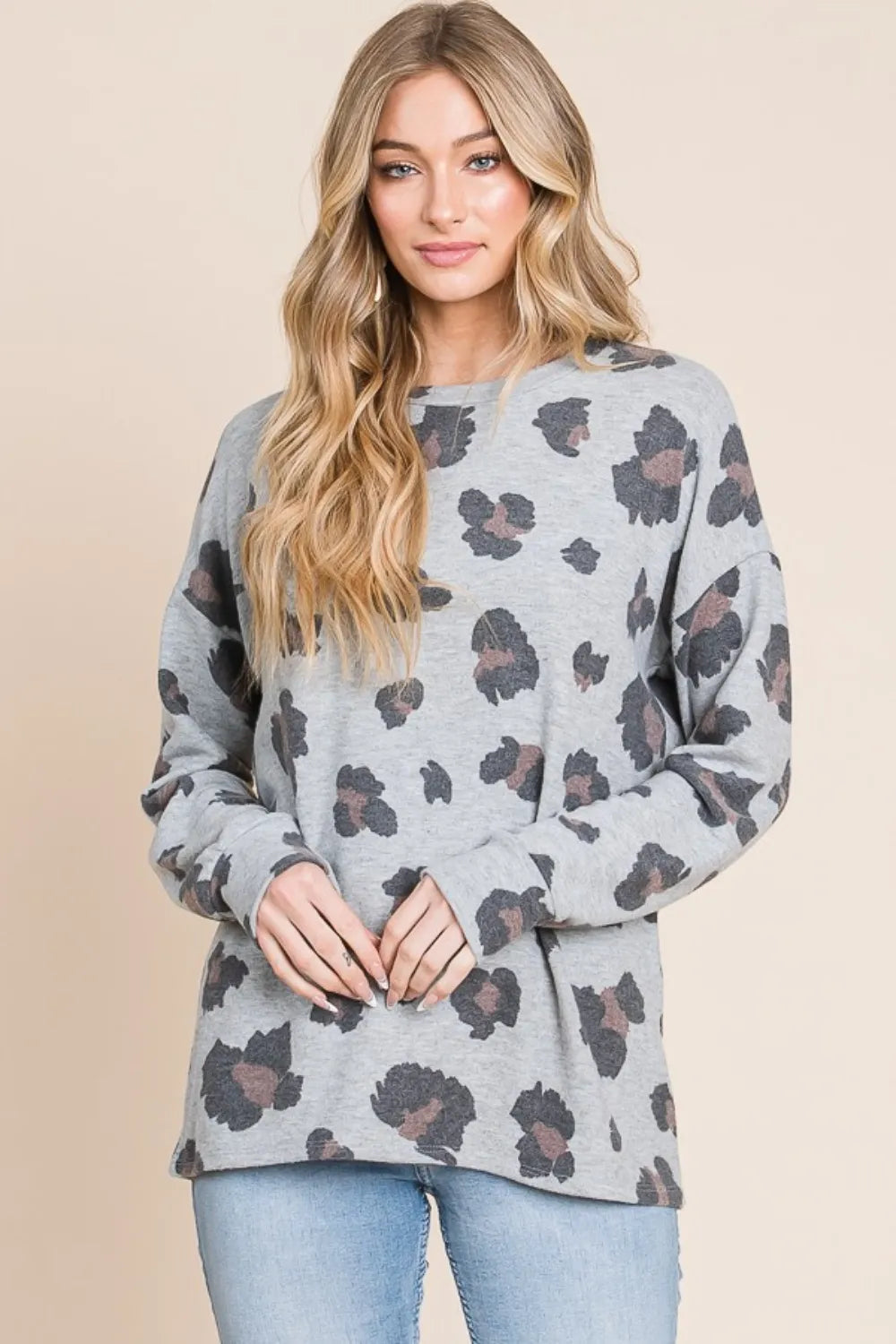BOMBOM Leopard Drop Shoulder T-Shirt - Lilixa.store