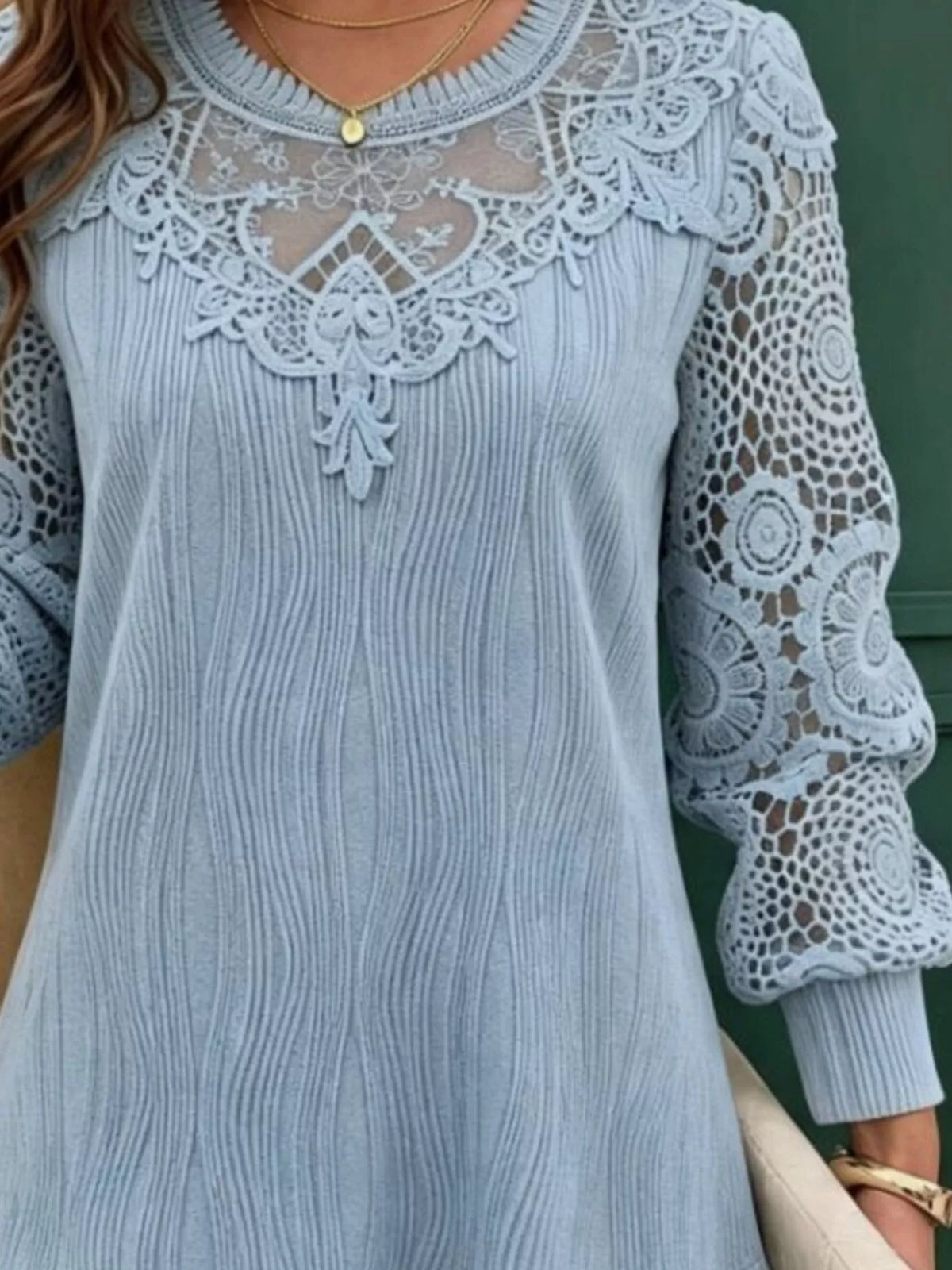 Lace Patchwork Long Sleeve Blouse - Lilixa.store