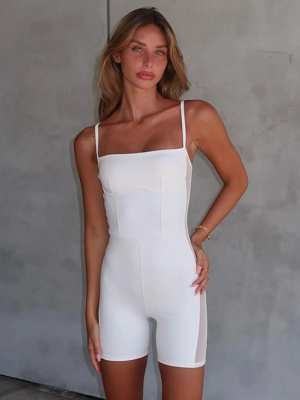 Perfee Square Neck Spaghetti Strap Romper – image 1 | Lilixa