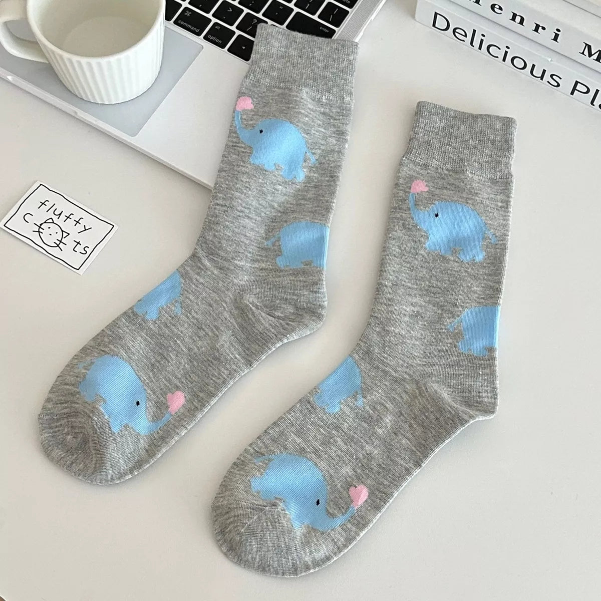 Elephant Pattern Crew Socks - Lilixa.store
