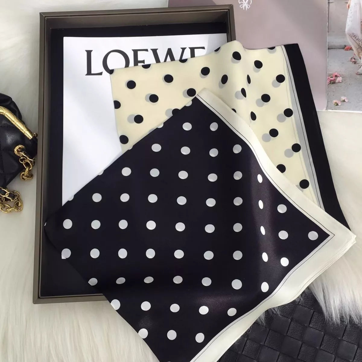 Elegant Polka Dot Silk Scarf - Lilixa.store