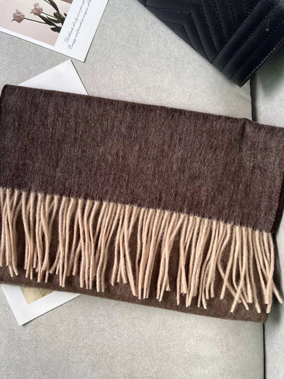 Color Block Fringe Scarf - Lilixa.store