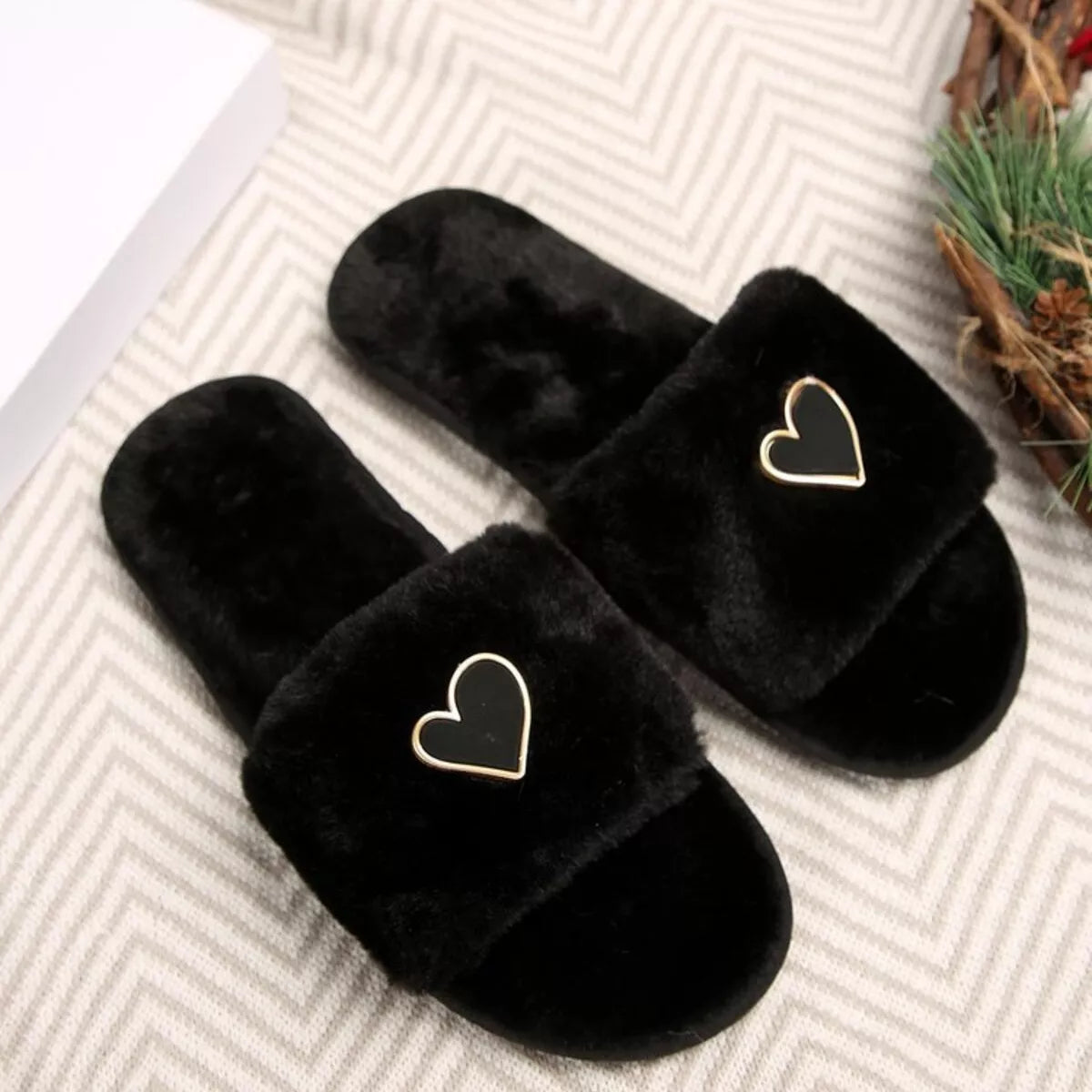 Heart Open Toe Flats Slippers - Lilixa.store