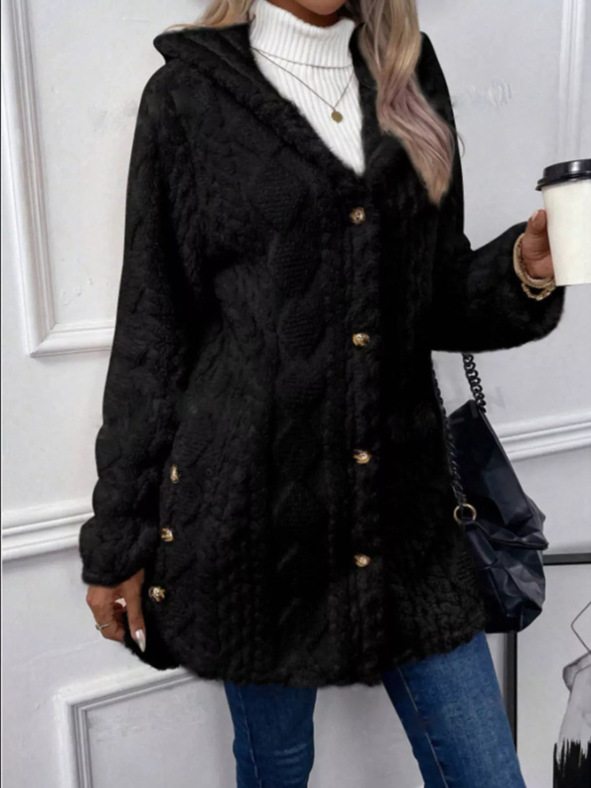 Hooded Button-Down Fleece Outerwear - Lilixa.store