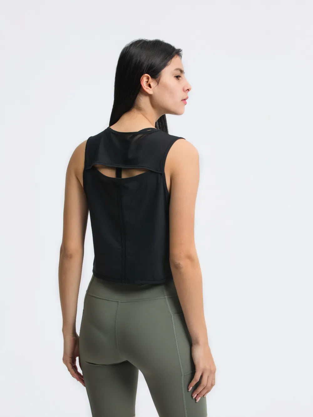 Millennia Round Neck Cropped Active Tank - Lilixa.store