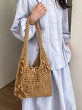 Crochet Flower Hobo Shoulder Bag - Lilixa.store