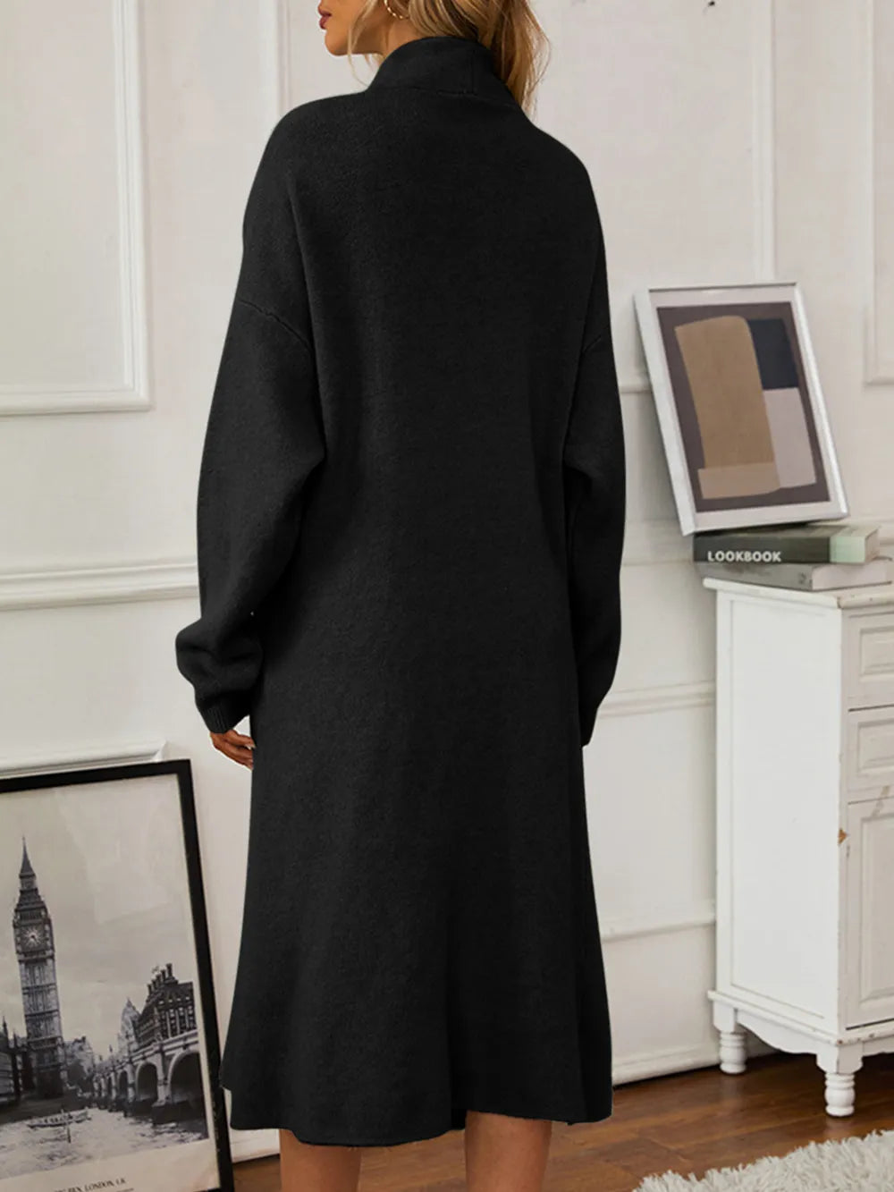 V-Neck Cami Dress and Open Front Cardigan Sweater Set, view 11