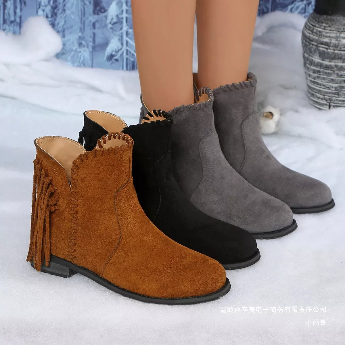 Fringe Point Toe Ankle Boots - Lilixa.store