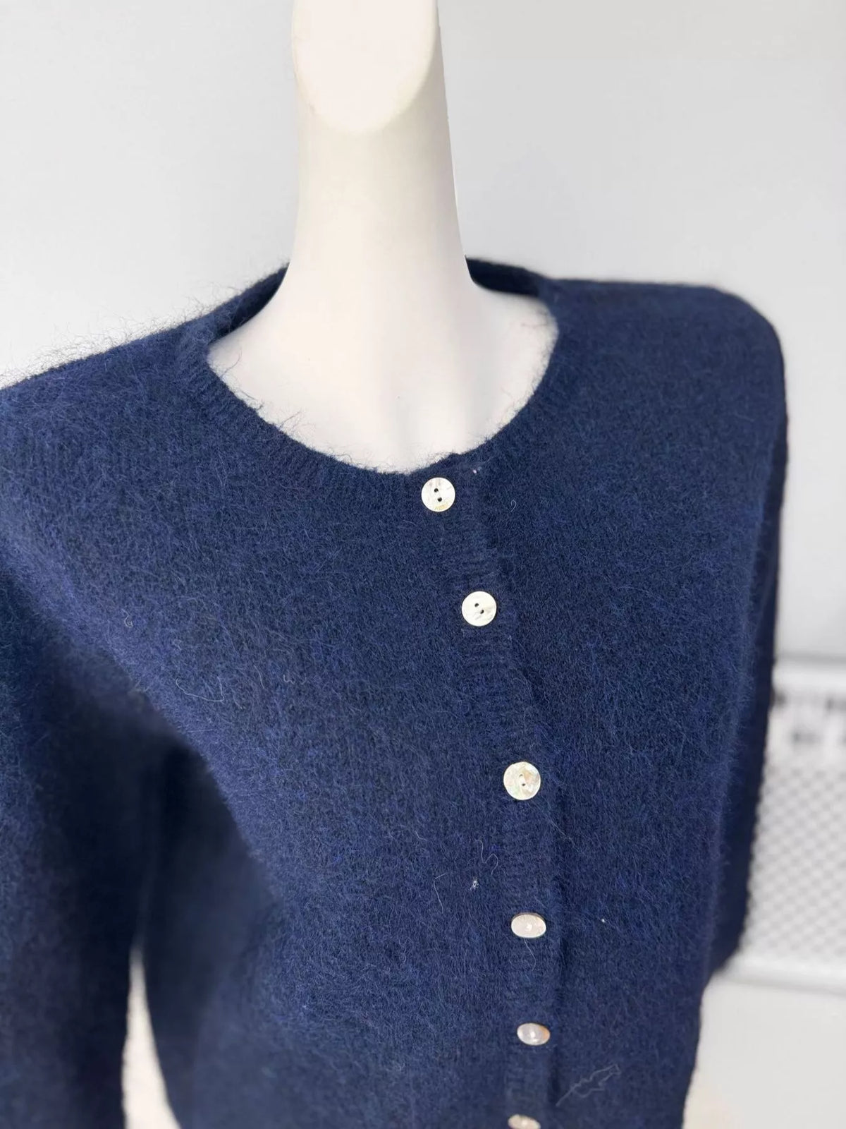 Fuzzy Knit Button-Down Cardigan, view 2