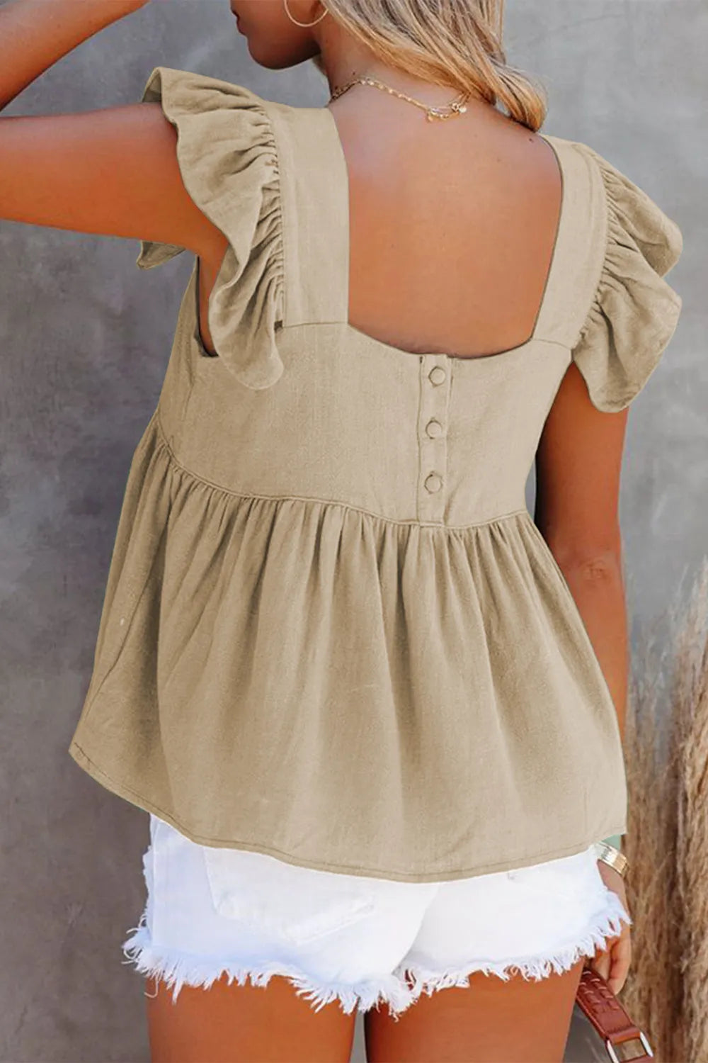 Full Size Ruffled Square Neck Cap Sleeve Blouse - Lilixa.store