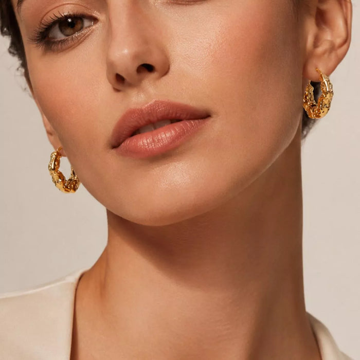 18K Gold-Plated Stainless Steel Hoop Earrings