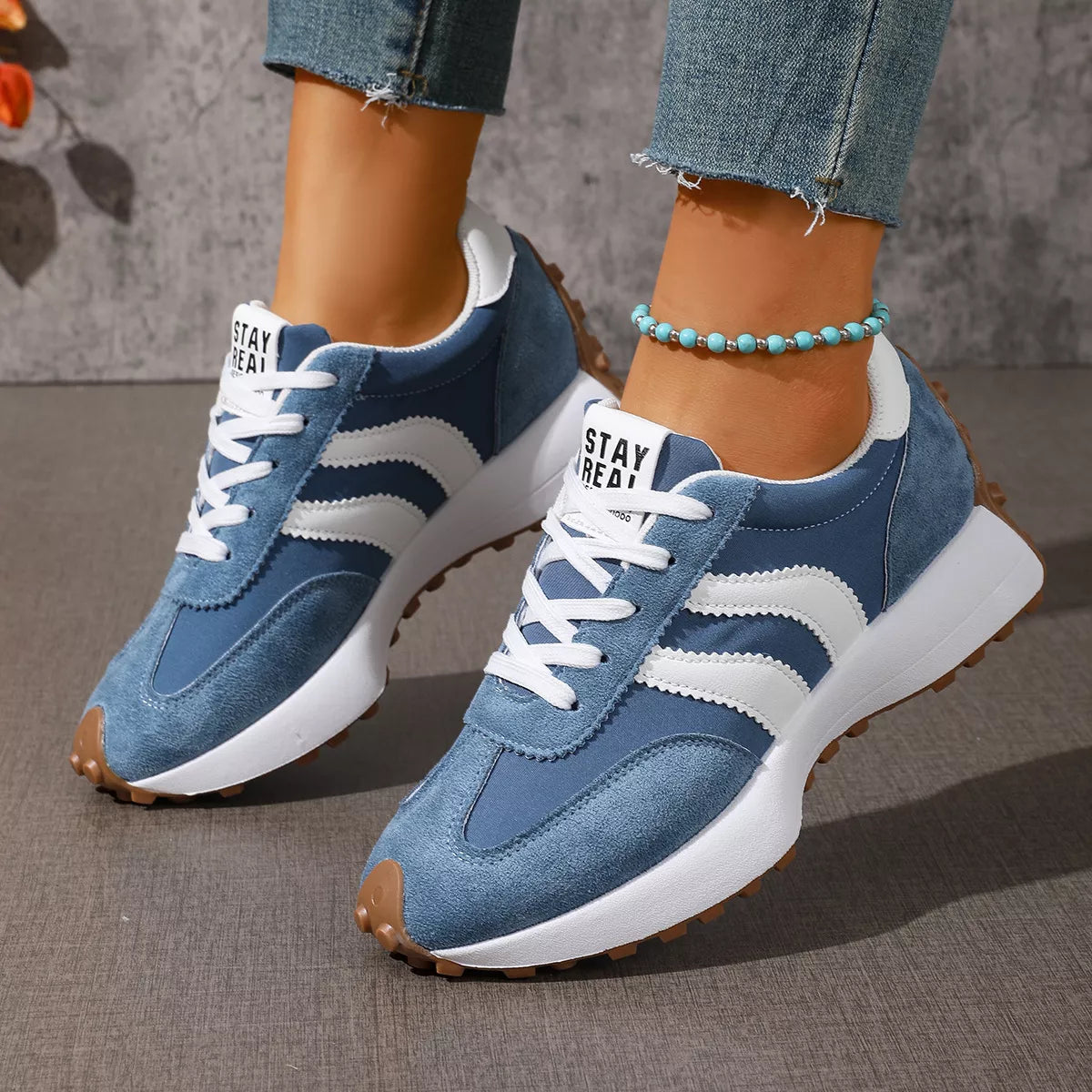 Lace Up Round Toe Sneakers - Lilixa.store