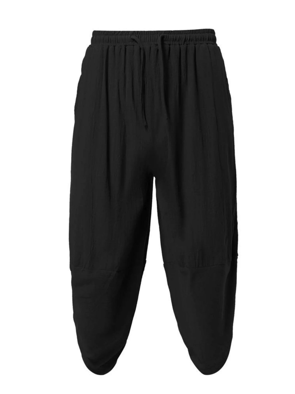 Men's Plus Size Loose Fit Cropped Pants in Black