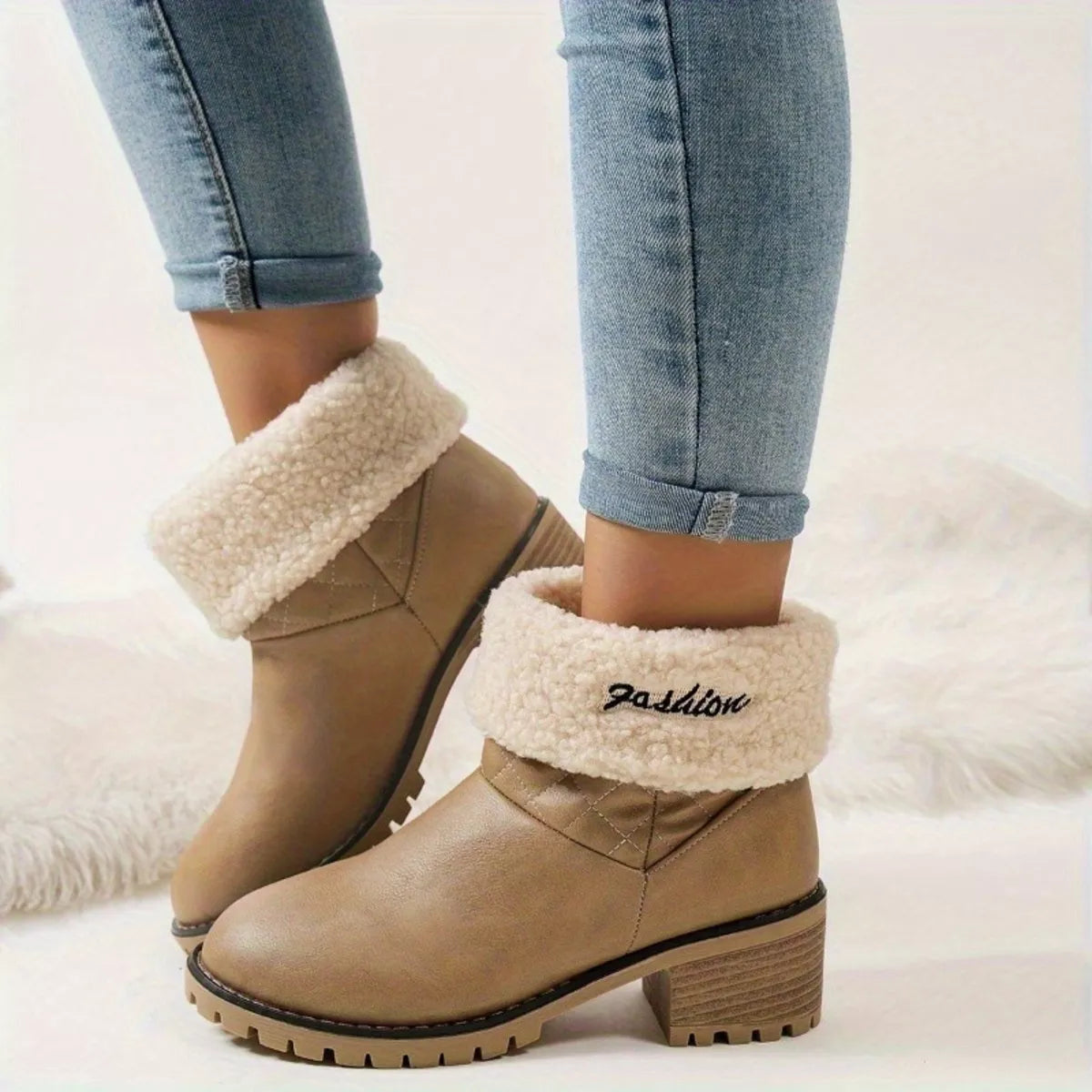 Round Toe Block Heels Boots - Lilixa.store