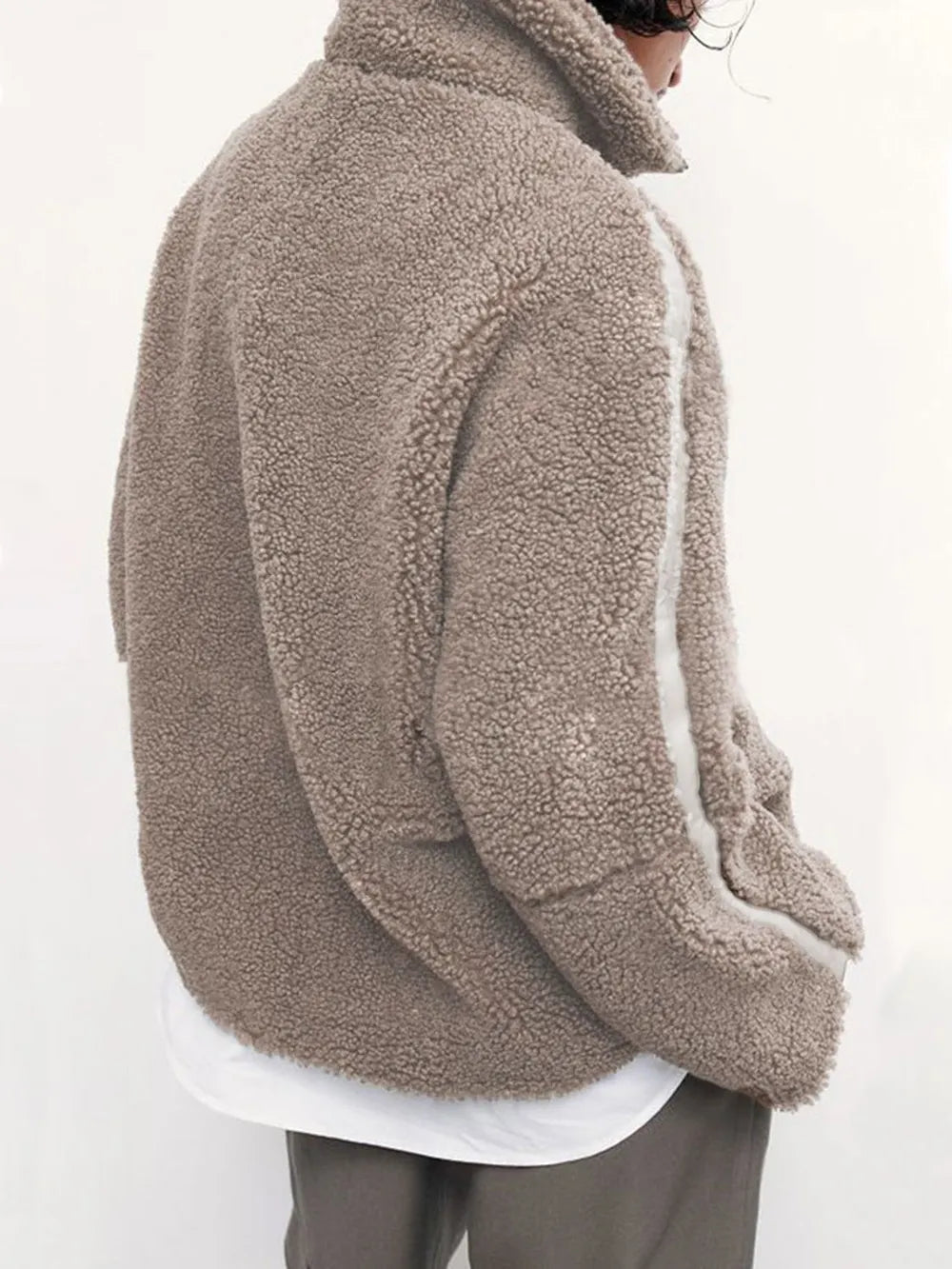 Zip Up Turtleneck Long Sleeve Plush Jacket, view 16