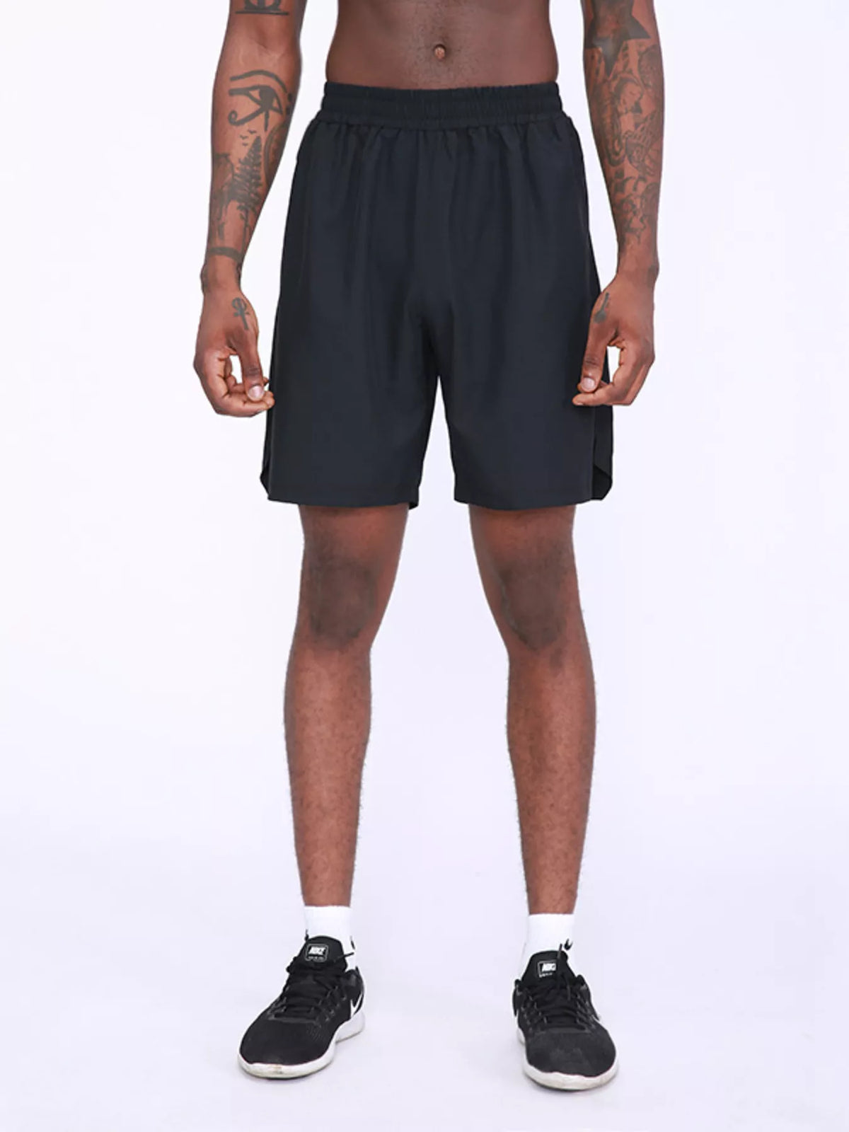 Men's Plus Size Elastic Waist Active Shorts in Black