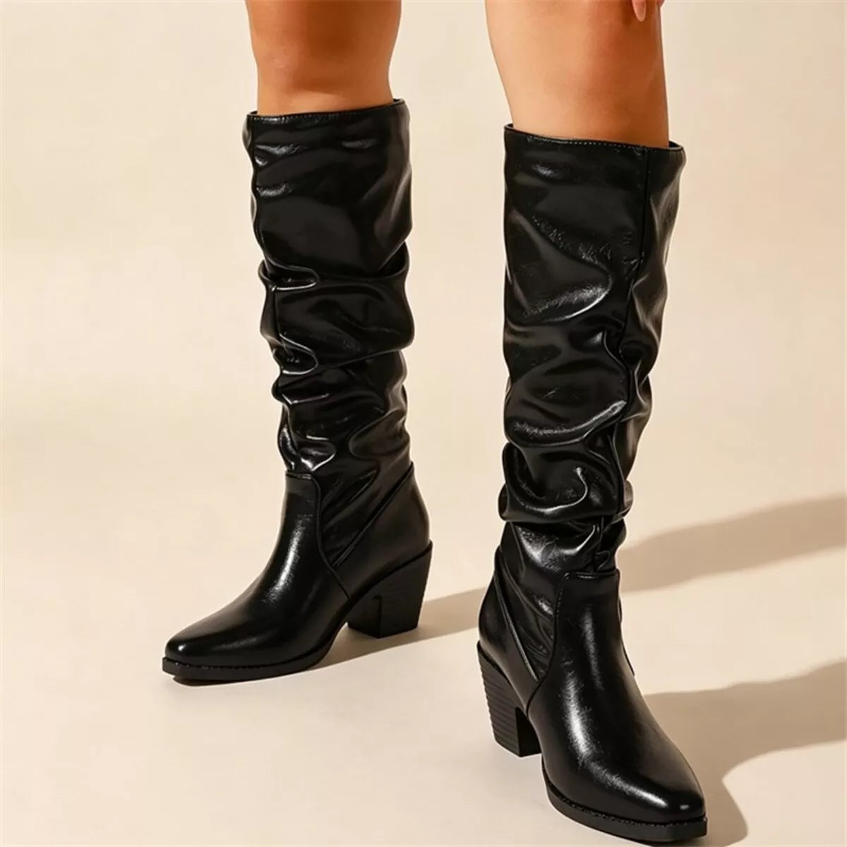Point Toe Block Heels Boots - Lilixa.store