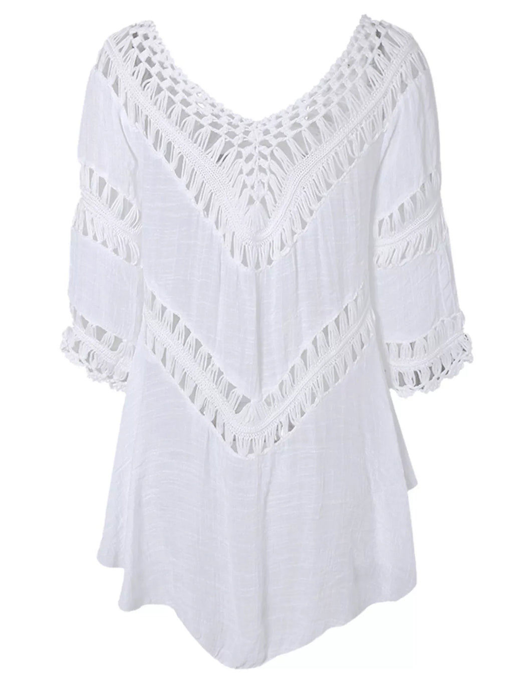 Crochet Trimmed Flowy Cover Up Dress - Lilixa.store