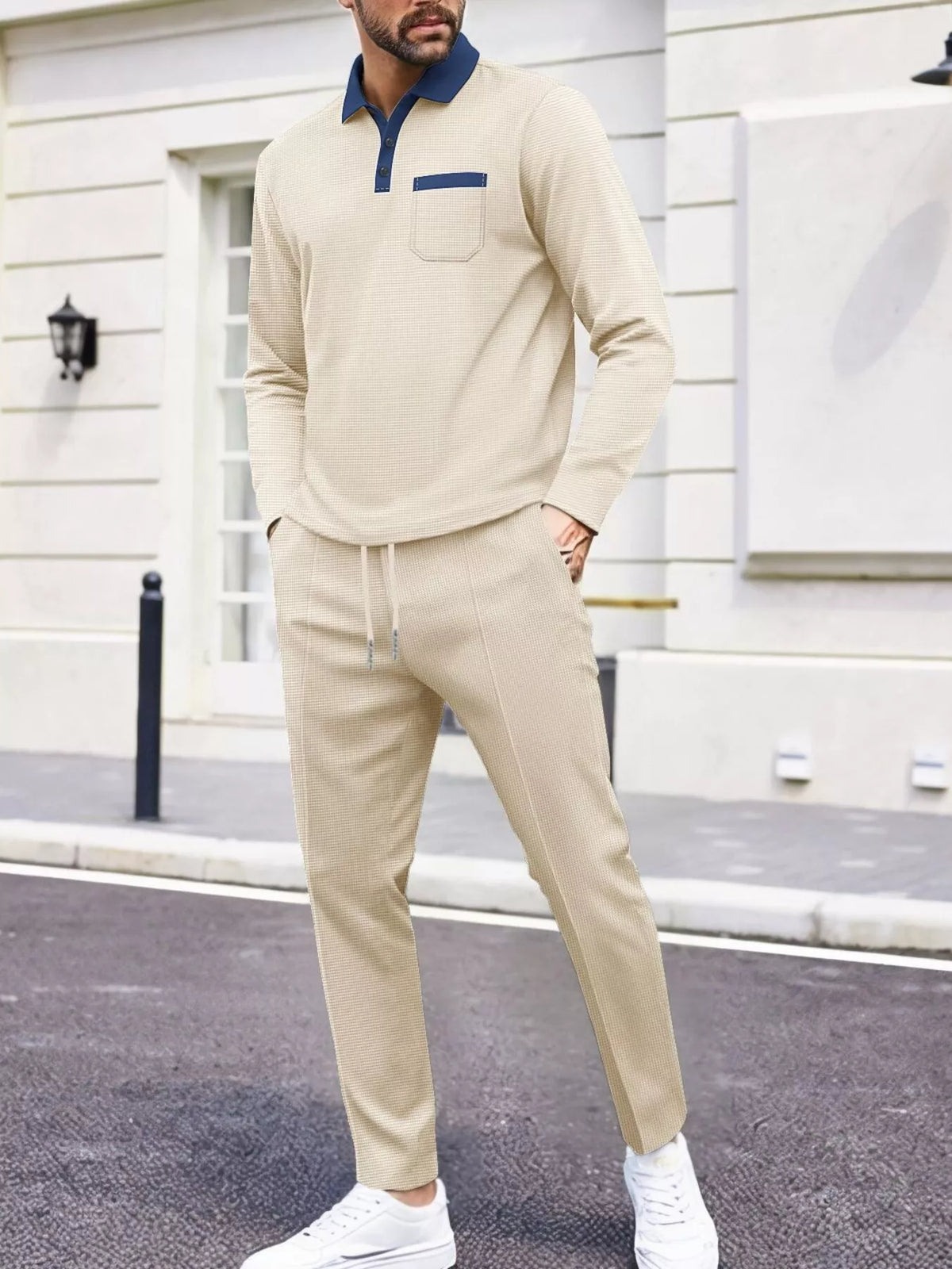 Men's Full Size Long Sleeve Top and Pants Set Plus Size - Lilixa.store