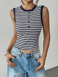Striped Round Neck Tank - Lilixa.store