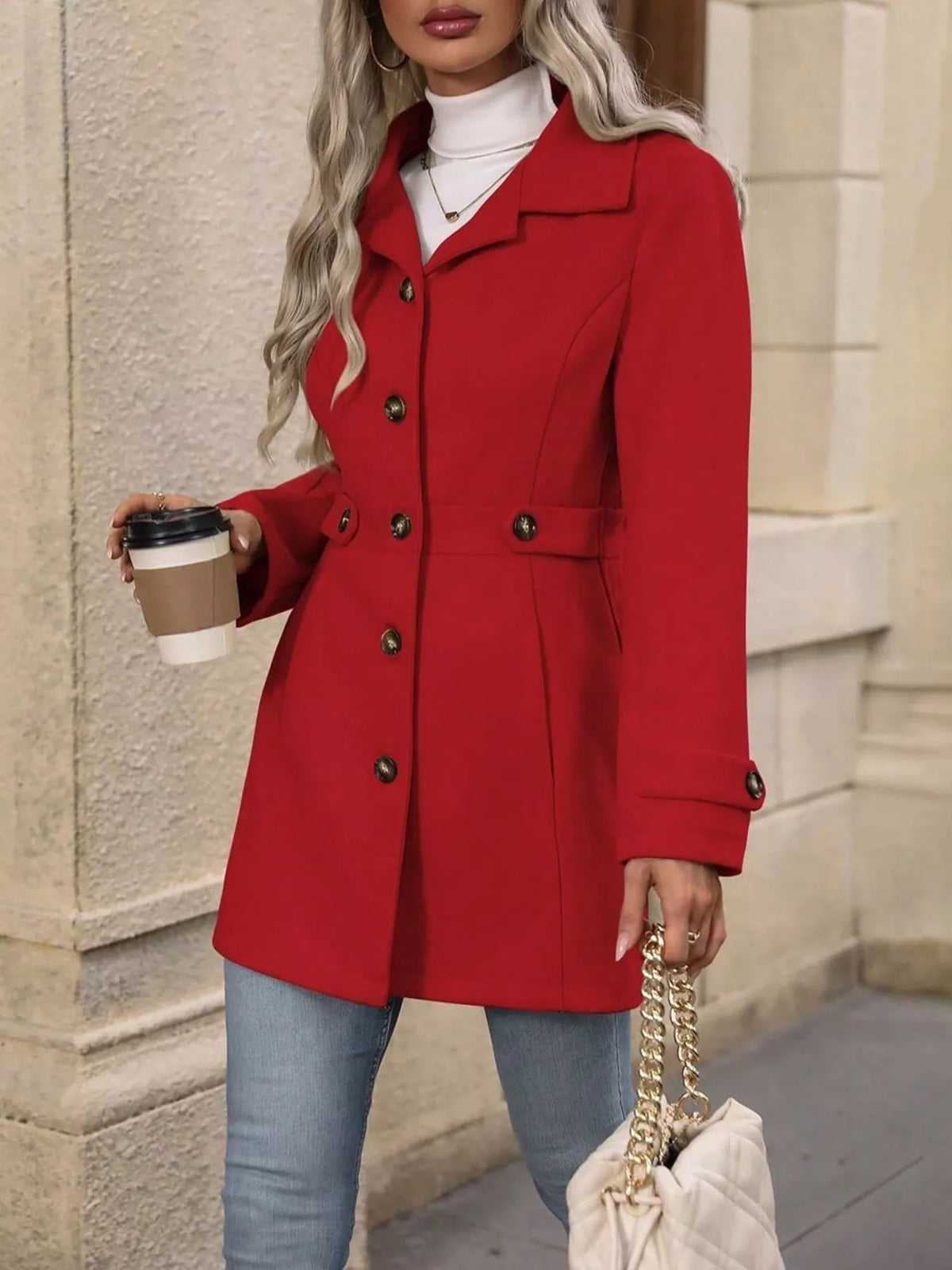 Single-Breasted Long Sleeve Coat - Lilixa.store